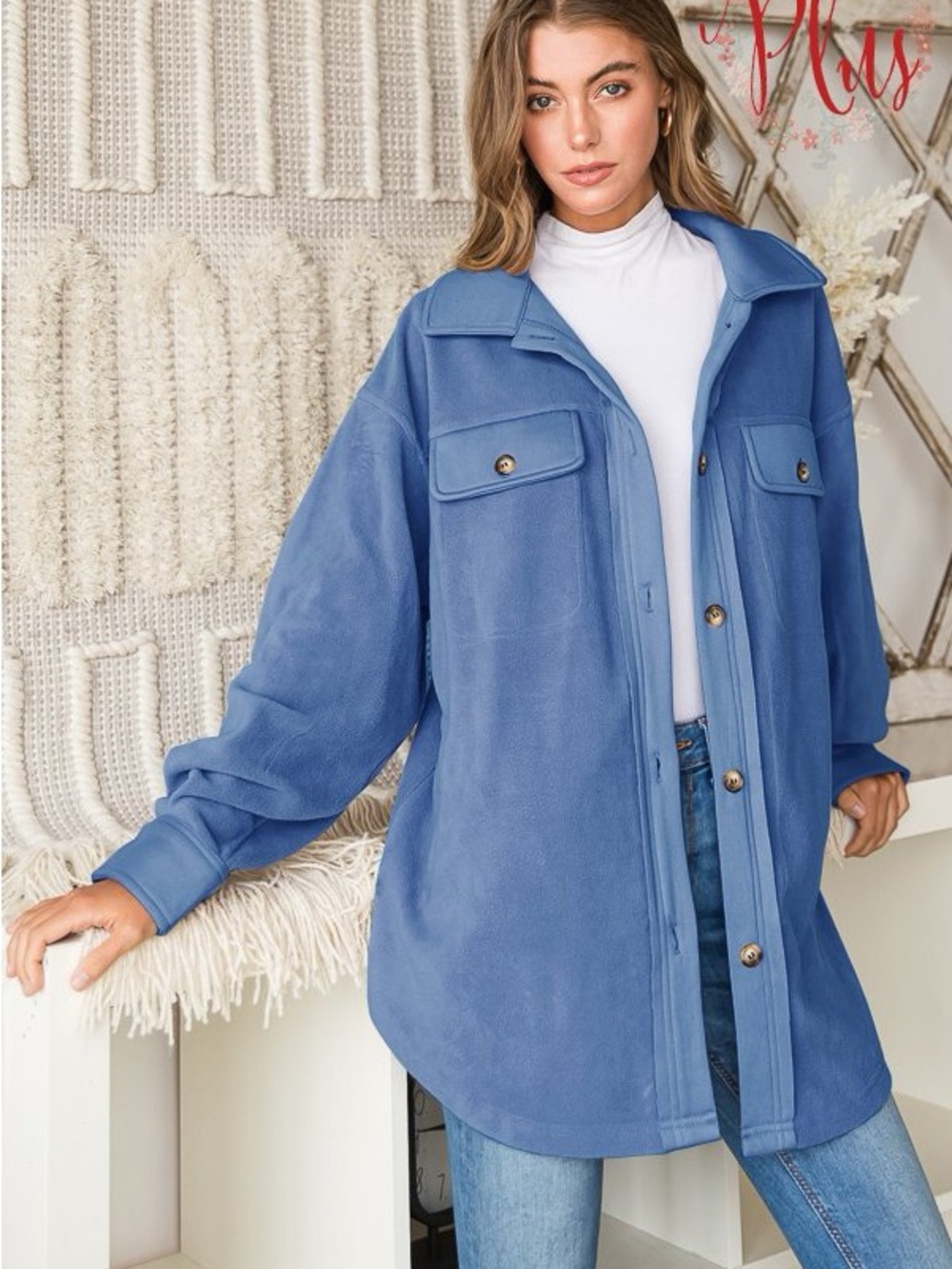 HEIMISH USA Oversized Blue Utility Shacket Jacket